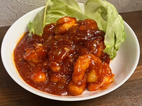 ごま油無し‼ちょっぴりヘルシーなエビチリ